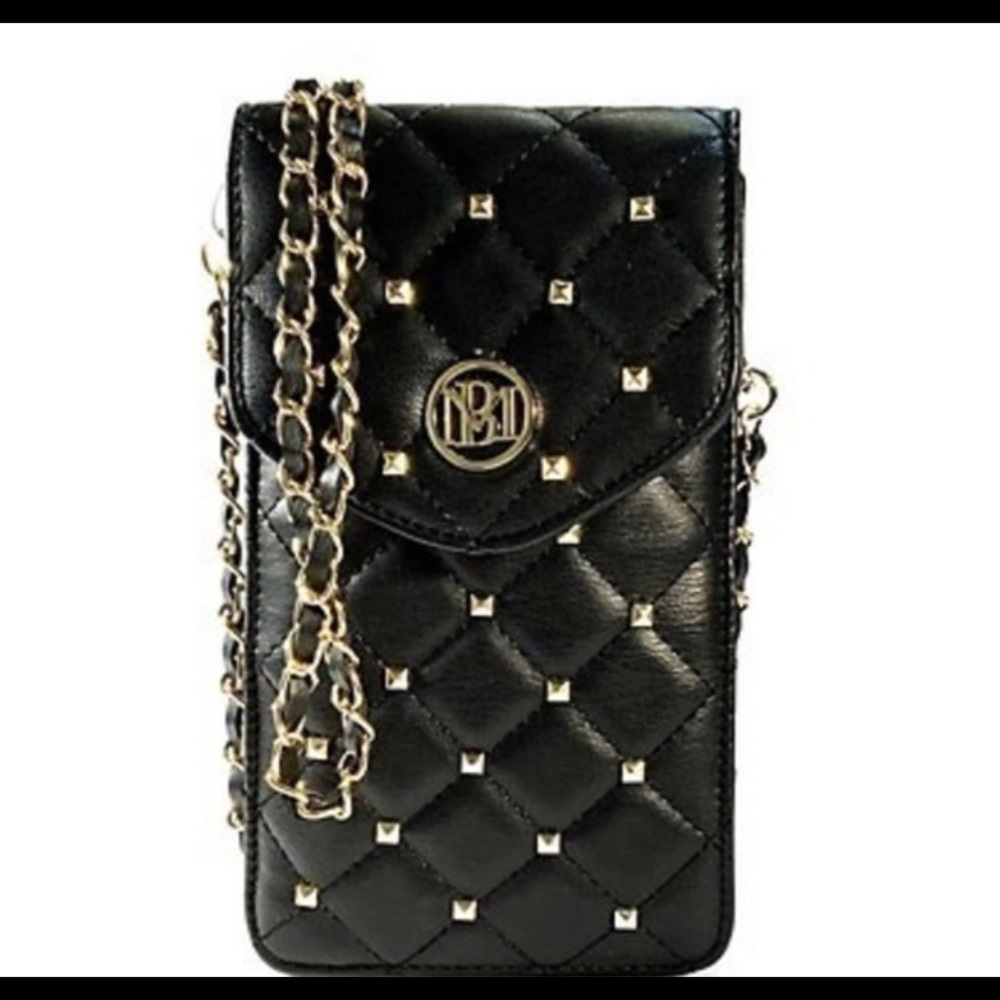 BADGLEY MISCHKA BLACK Phone/crossbody Bag Quilted Vegan Leather NWOT